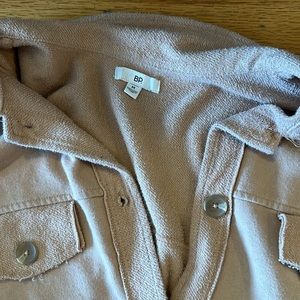 Oversized distressed terrycloth and cotton buttons down sweater